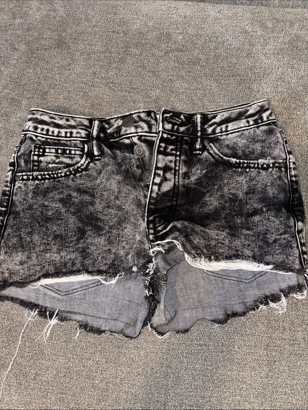 Vintage High-Rise Black Acid Wash Denim Shorts